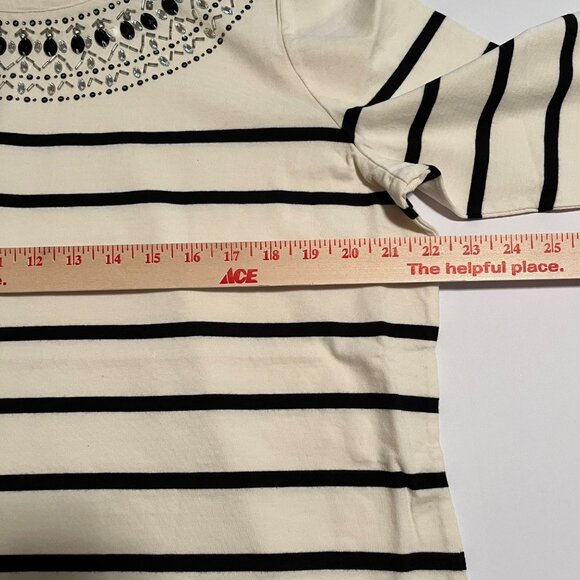 Talbots NWT Bejeweled 100% Cotton Tee 3/4 Sleeve Ivory/Black Size 1X (14W -16W) - Picture 9 of 9